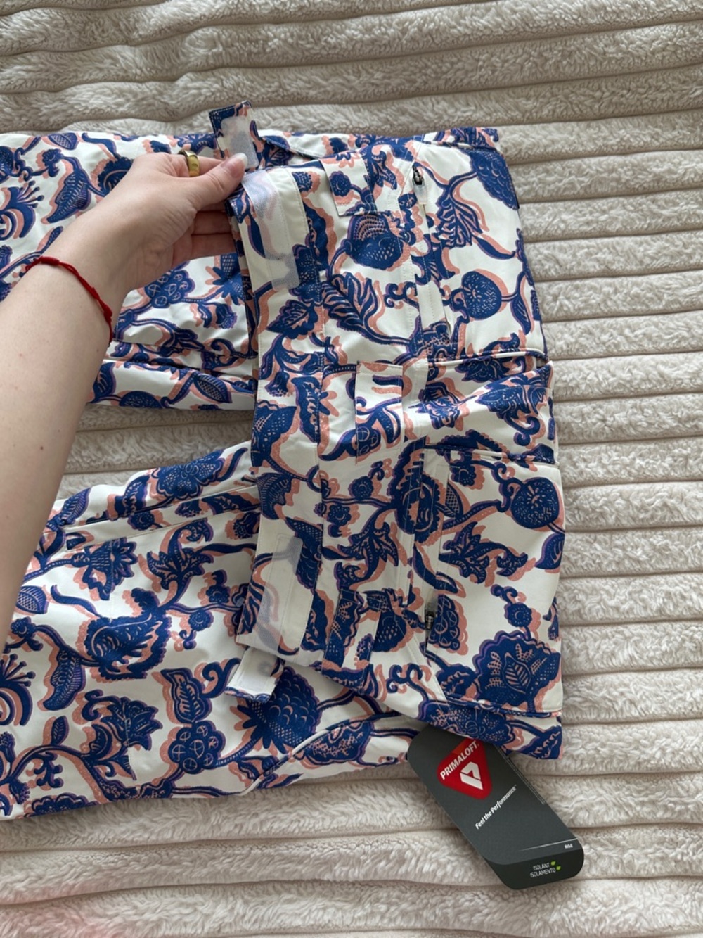 NWT Free People Floral Print Snow Pants | Blue Pink White Ski Snowboard Pant - Picture 9 of 17